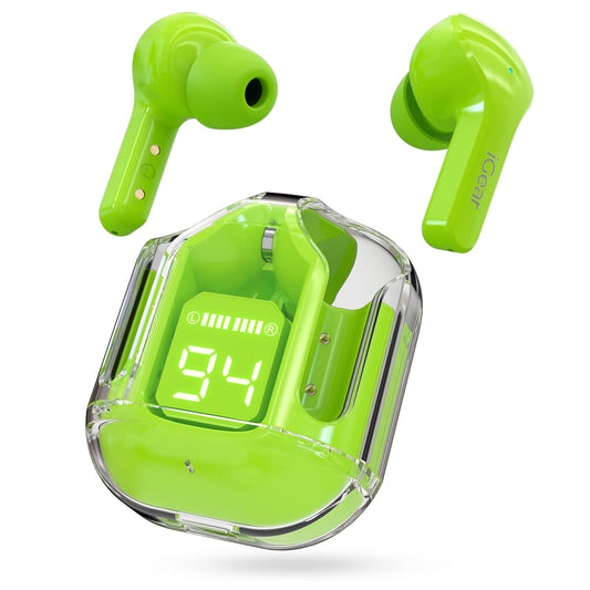 Ultra Pods Crystal Wireless Earbuds, Transparent Charging Case and LED Digital Display, Bluetooth Earphones with ENC Noise Cancelling, Touch Control, Google Assistant and Siri Support(Multi Colour)