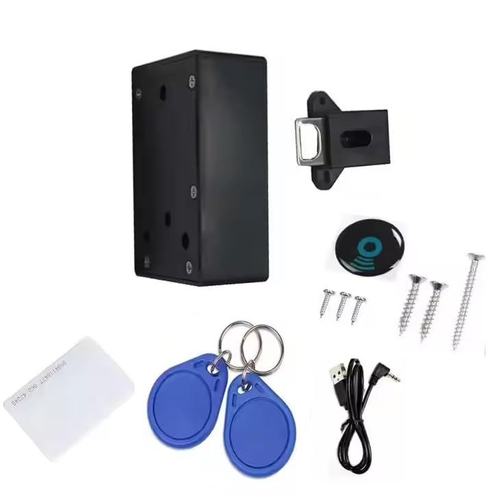 Smart Invisible Door Lock, Electronic RFID Cabinet Lock with 2 Cards, No-Drilling Installation, Auto-Locking for Drawer, Wardrobe, Furniture Security