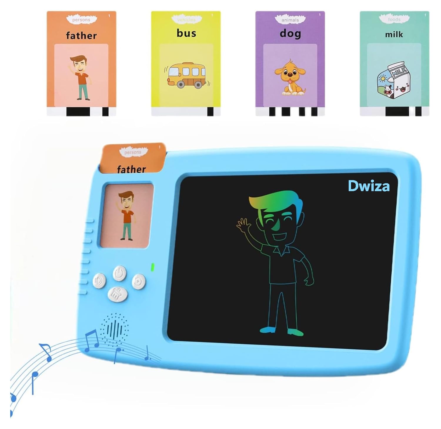 Talking Flash Cards with LCD Writing Tablet 2 in 1, Montessori Speech Therapy Autism Sensory Toys for 3-14 Year Olds Boys and Girls 112 Double-Sided Talking Flash Cards