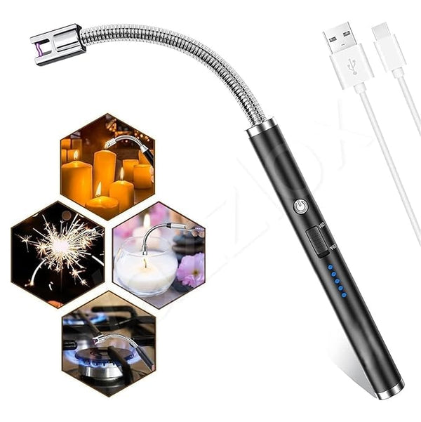 Electric Lighter for Candles Rechargeable Electric Gas Lighter Home Use Candle Lighter Plasma Flameless Windproof USB Lighter 360° Flexible Neck Arc Lighter (Multicolor)