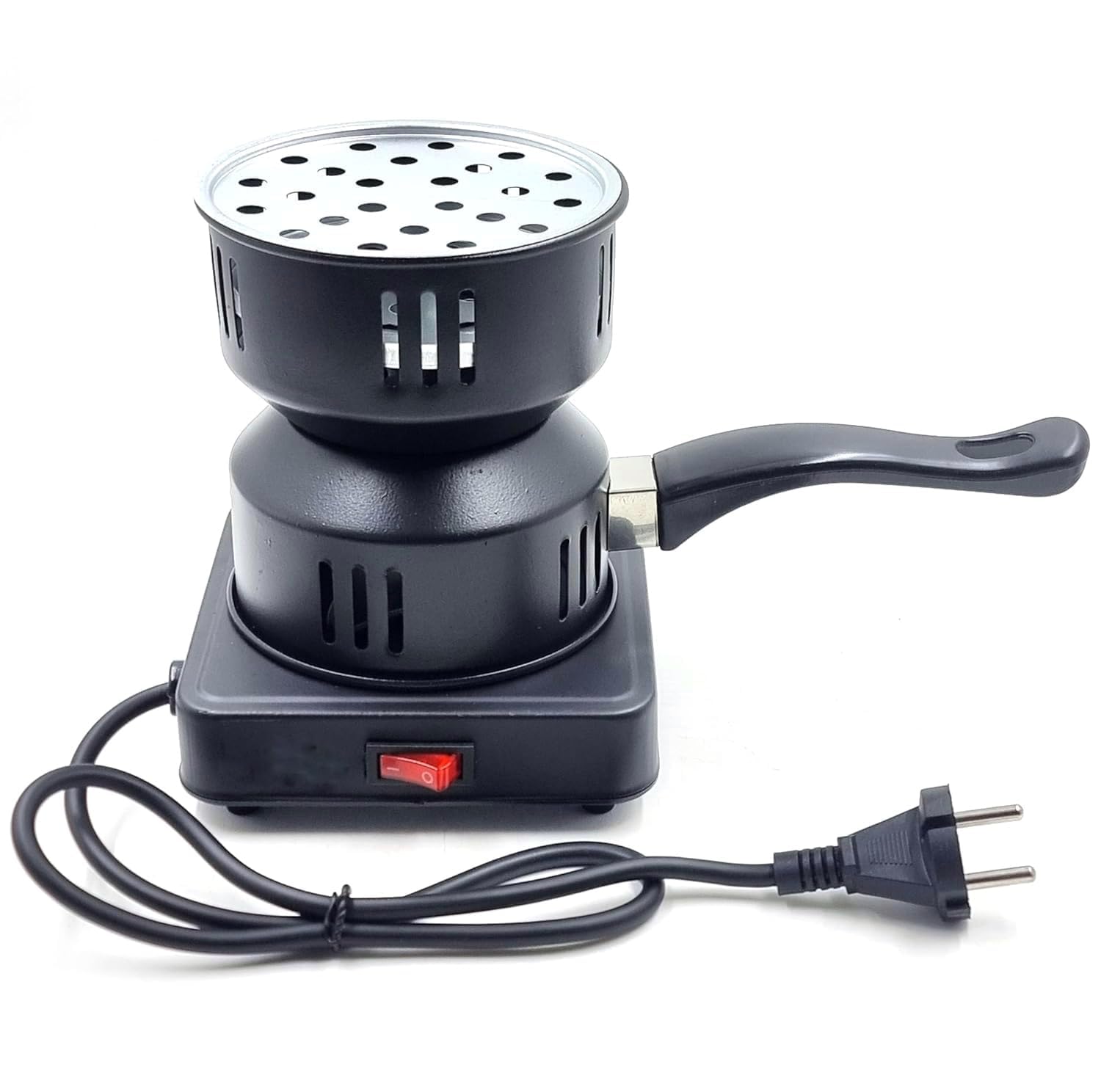 Electric Charcoal Burner with Wooden Handle & Removable Mesh Basket, कोयला बर्नर | Fast Heating Coal Igniter for Hookah, BBQ, Incense, Hawan & Cooking | Heavy Duty Smokeless Charcoal Heater