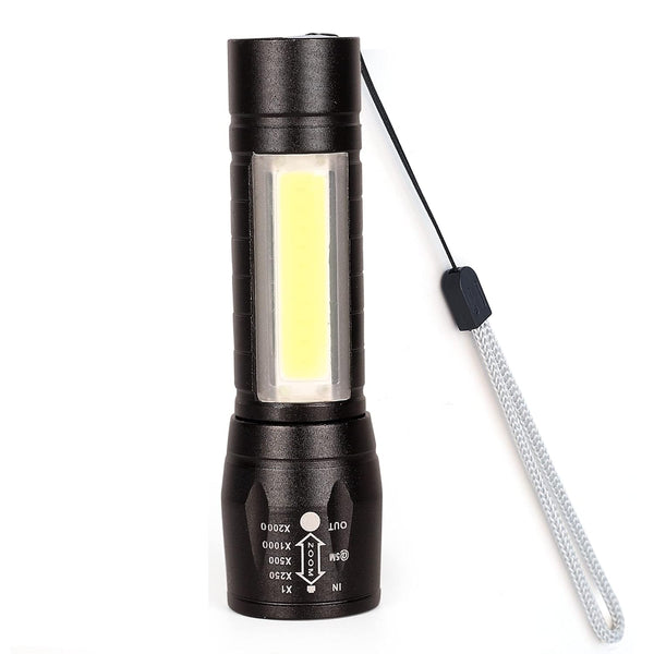 High Quality LED Flashlight With COB Light Mini Waterproof Portable LED COB Flashlight USB Rechargeable 3 Modes Pen Clip Light Flashlight With Hanging Rope Small Size Black Colored