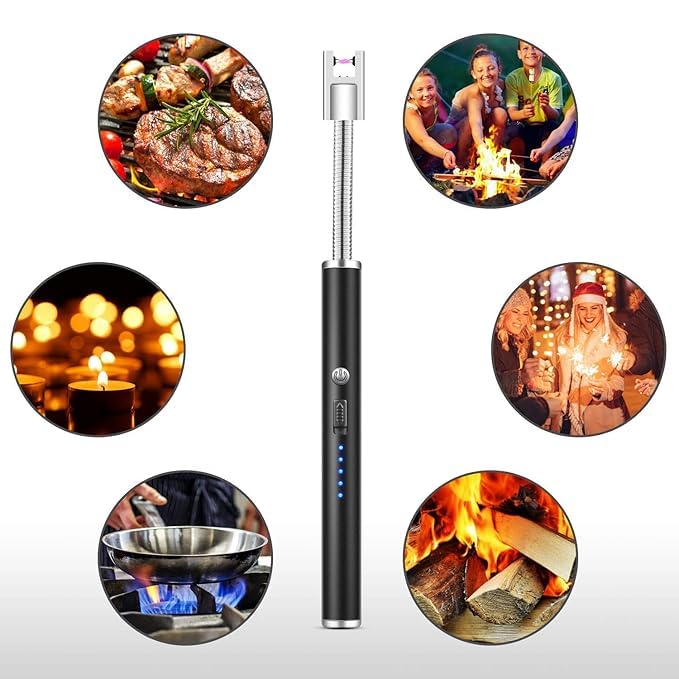 Electric Lighter for Candles Rechargeable Electric Gas Lighter Home Use Candle Lighter Plasma Flameless Windproof USB Lighter 360° Flexible Neck Arc Lighter (Multicolor)