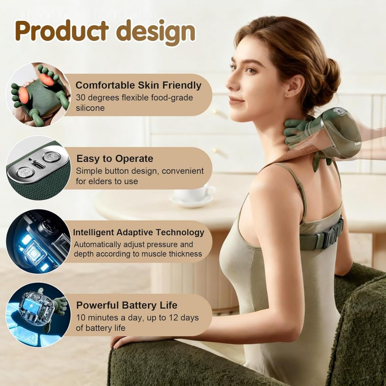 Neck Massager for Cervical Pain | Neck and Shoulder Massager Machine | Wireless Heated Neck & Shoulder Massager | Portable Electric Body Massager for Back