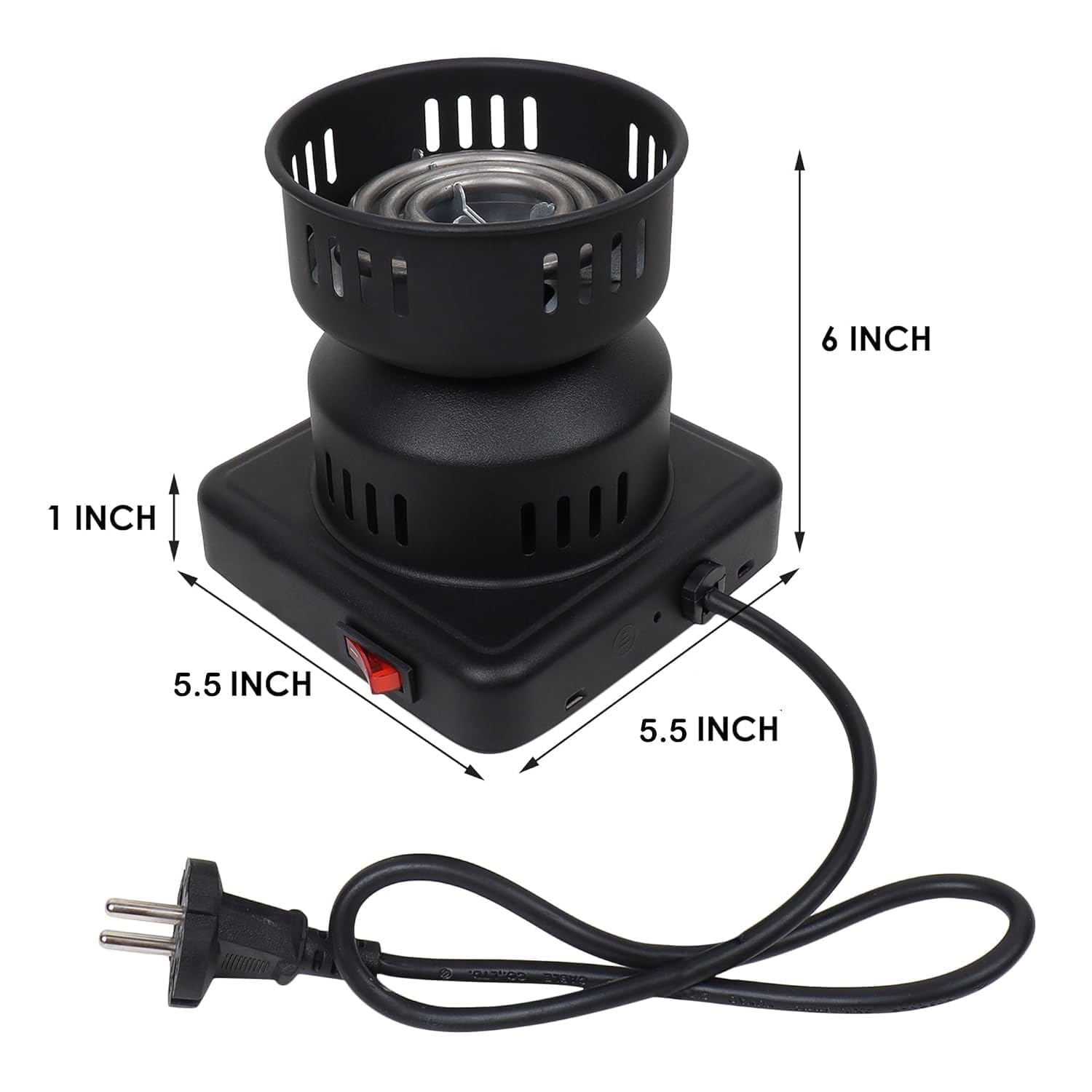 Electric Charcoal Burner with Wooden Handle & Removable Mesh Basket, कोयला बर्नर | Fast Heating Coal Igniter for Hookah, BBQ, Incense, Hawan & Cooking | Heavy Duty Smokeless Charcoal Heater