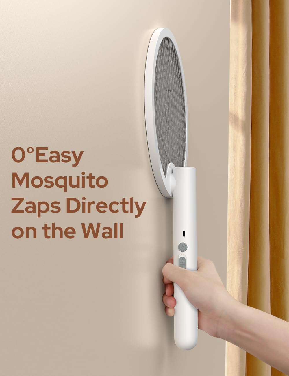 Foldable Swivel Mosquito Bat, 3 in 1 Mosquito Racket USB Rechargeable, Bug Zapper Electric Fly Swatter with UV Light Lamp, Hangable Mosquito Swatter Racket w/Long Lasting Lithium-ion Battery