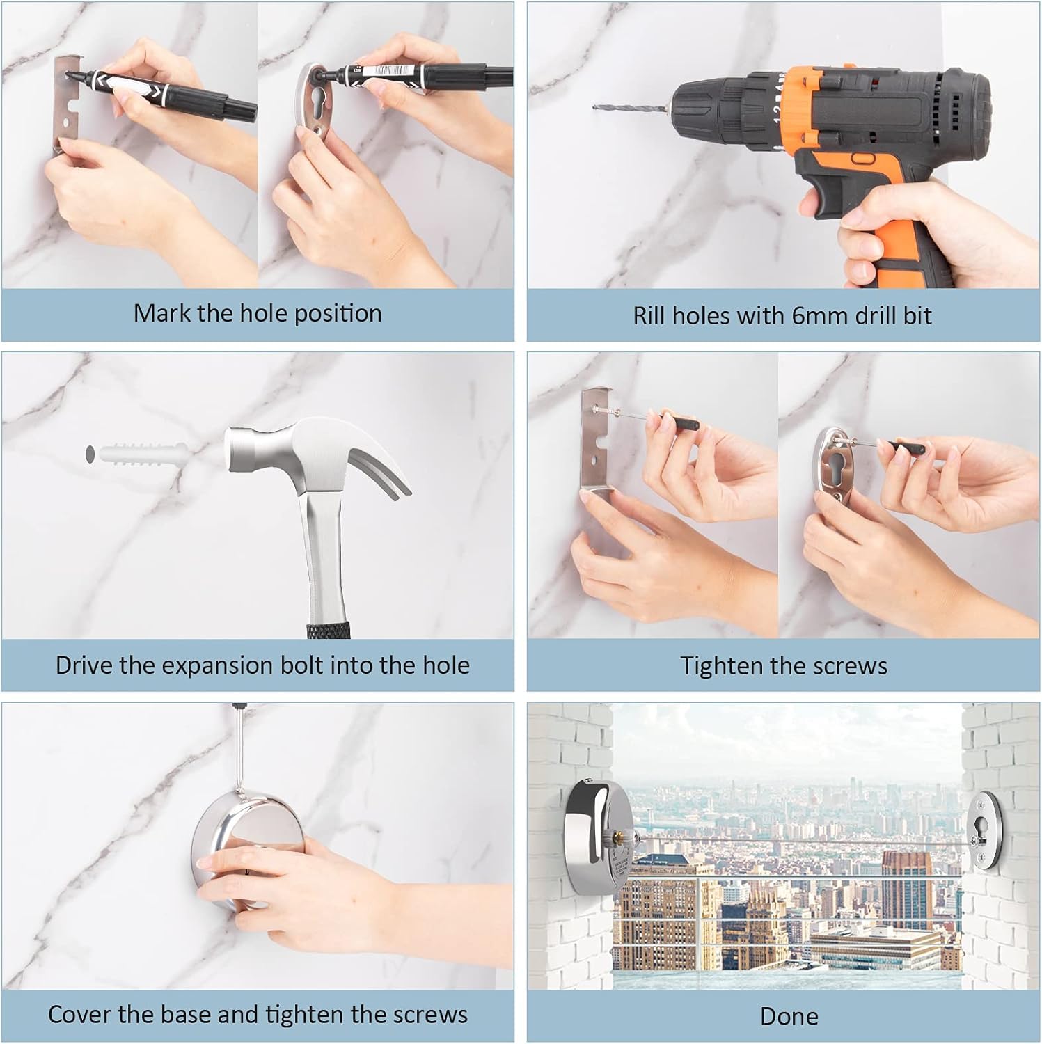 Retractable Clothesline, 304 Stainless Steel, 9.2 Feet Stainles Steel Wire, Modern Round Style, Wall-Mounted, Indoor Outdoor Laundry