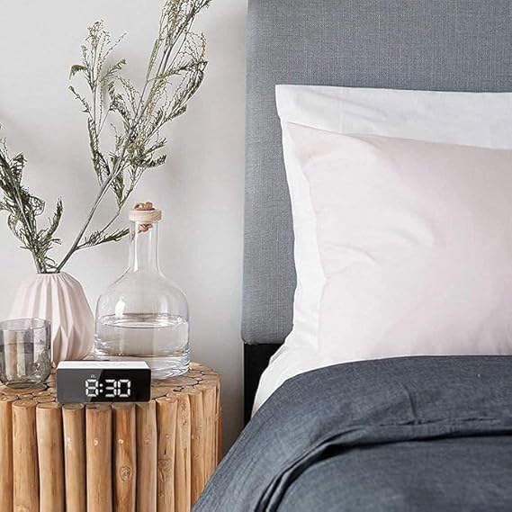 Digital Alarm Clock Table Clock for Students, Heavy Sleepers, Bedroom, Office, Corporate | Mini Alarm Clock with Loud Sound, Automatic Sensor, Date & Temperature