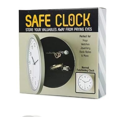 Wall Clock with Hidden Safe Compartment | Secret Storage for Valuables, Money & Jewelry | 3-Shelf Diversion Safe with Working Quartz Movement
