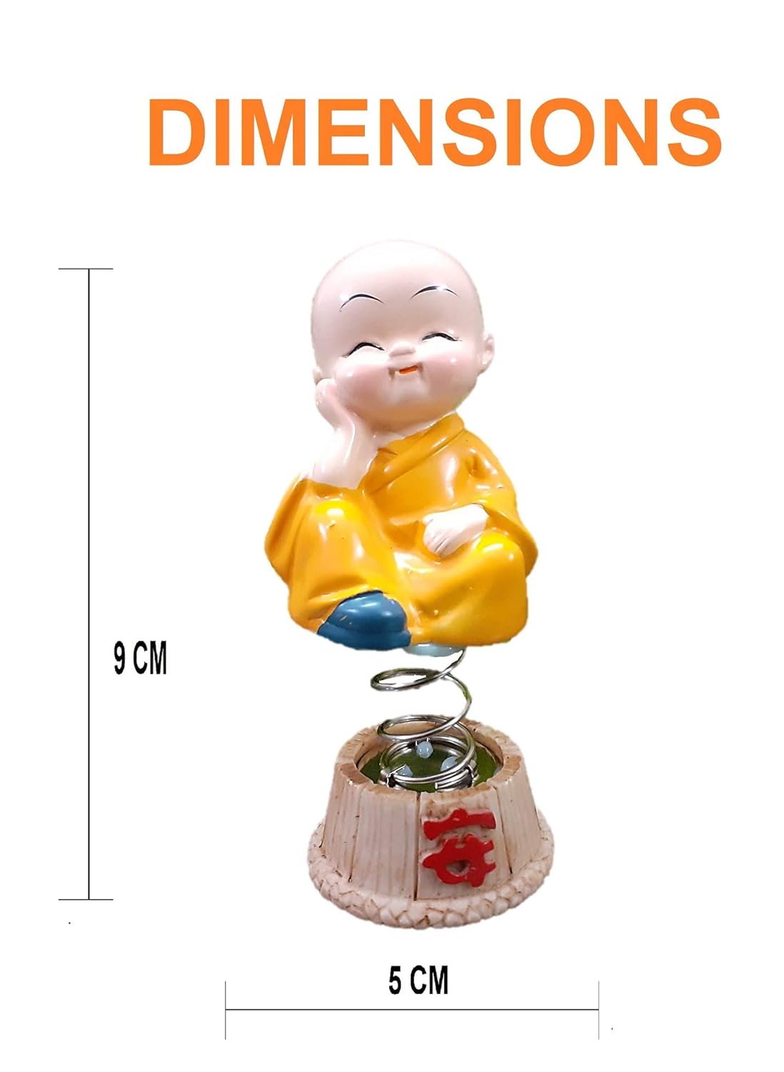 Classy Corners Buddha Monk Surprises Set of 4 Cute Polyresin Baby Monk Buddha Figurines On Spring for Car Dashboard, Home Decor