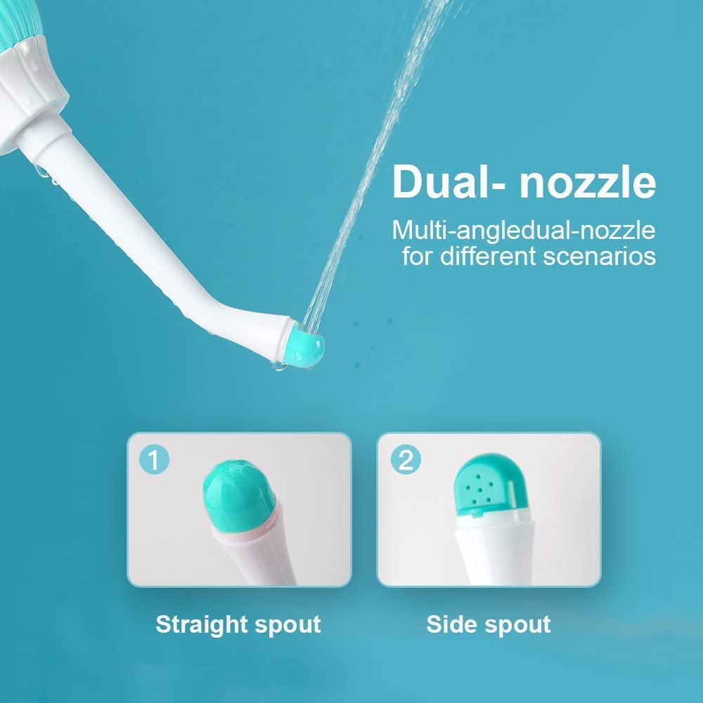 Handheld Portable Bidet Spray Bottle for Toilet Retractable Bidet Angled Nozzle Jet Spray for Personal Hygiene Care with 2 Nozzles and Travel Pouch Bag