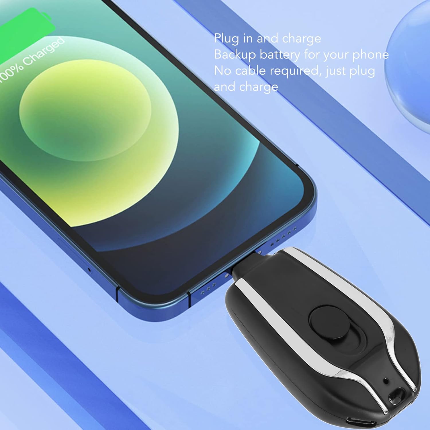 Power Banks - Mini Emergency Power Bank USB C Interface Multi Protection 5V 1A Keychain Portable Charger Portable for Andriod for Travel Black