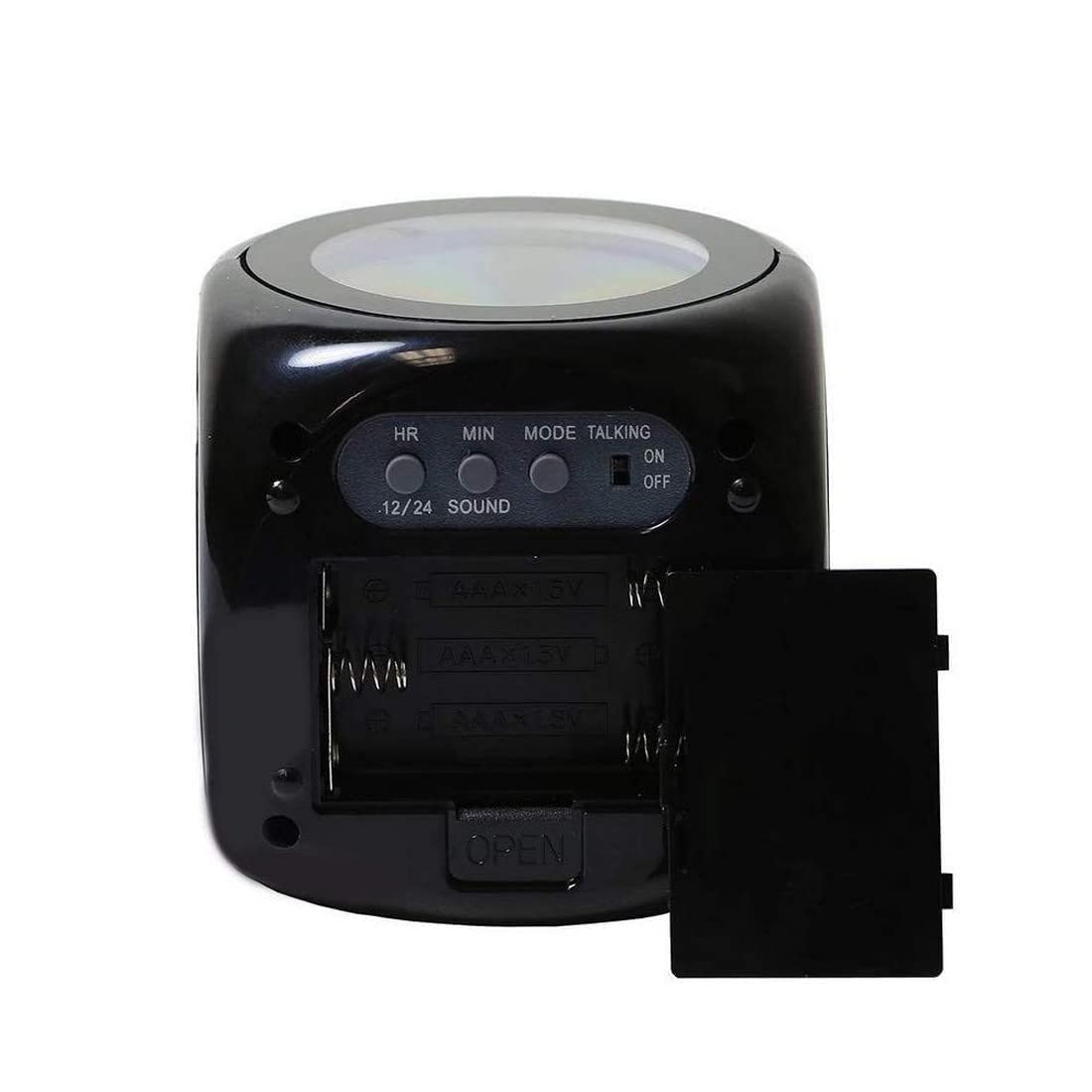 Plastic LCD Talking Digital Alarm Clock with Projector Time Display Watch with Indoor Temperature, Smart Night Light, Bold Numbers