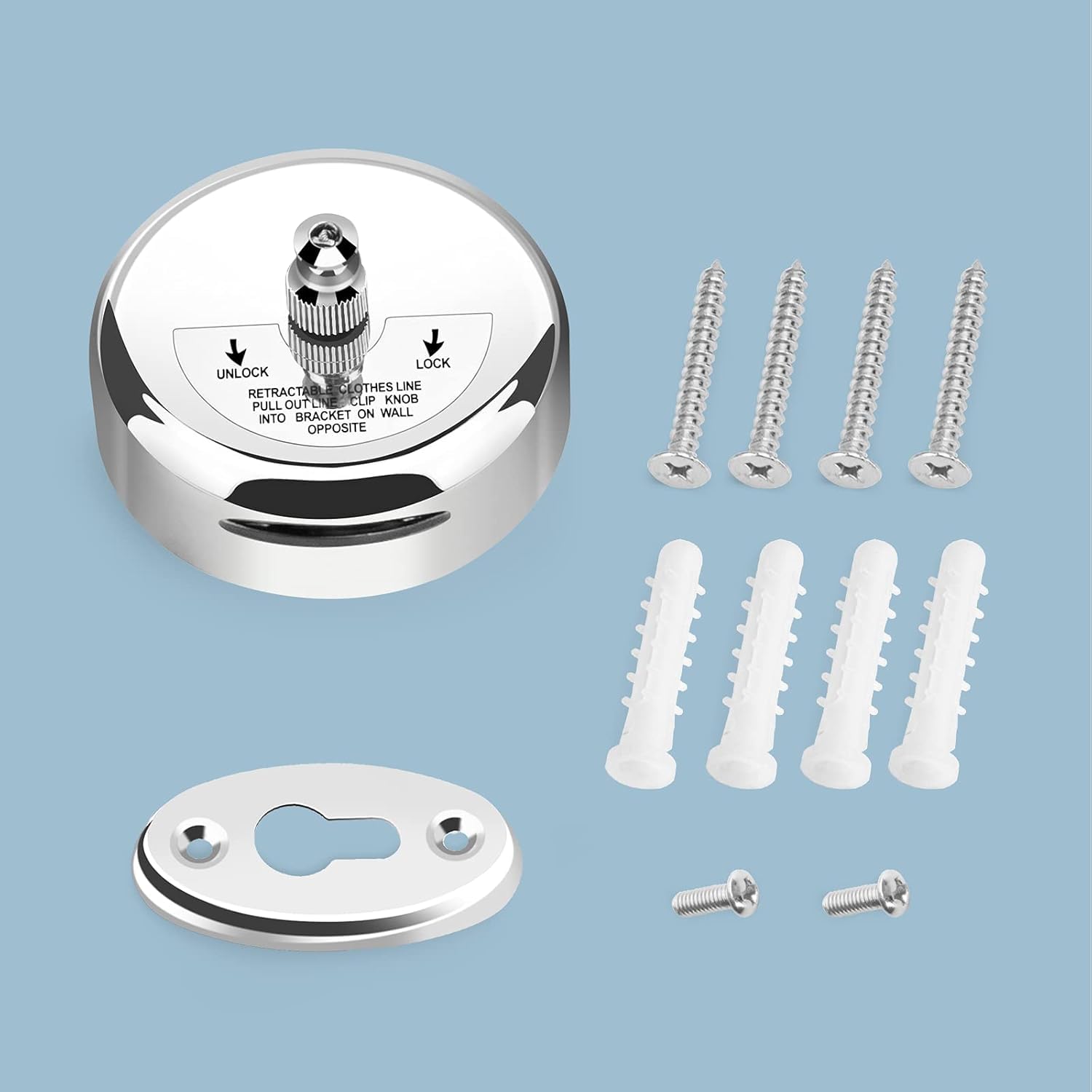 Retractable Clothesline, 304 Stainless Steel, 9.2 Feet Stainles Steel Wire, Modern Round Style, Wall-Mounted, Indoor Outdoor Laundry