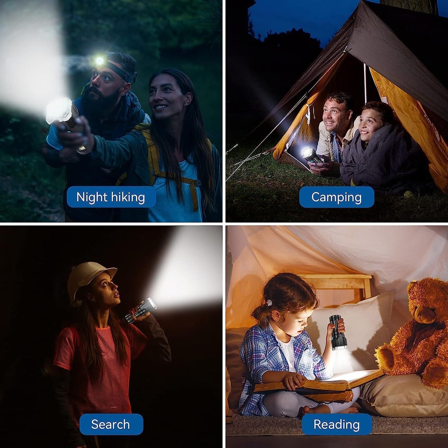 4 in 1 Led Torch Lights Rechargeable Emergency Torch Light 5W USB Charge Flashlight - High Power Long Distance Beam Range 4 Mode Torch for Outdoor,.............