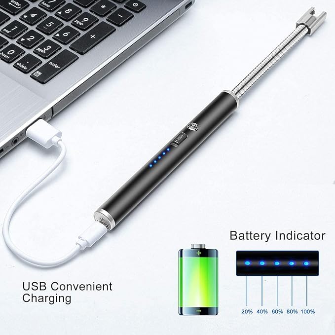Electric Lighter for Candles Rechargeable Electric Gas Lighter Home Use Candle Lighter Plasma Flameless Windproof USB Lighter 360° Flexible Neck Arc Lighter (Multicolor)