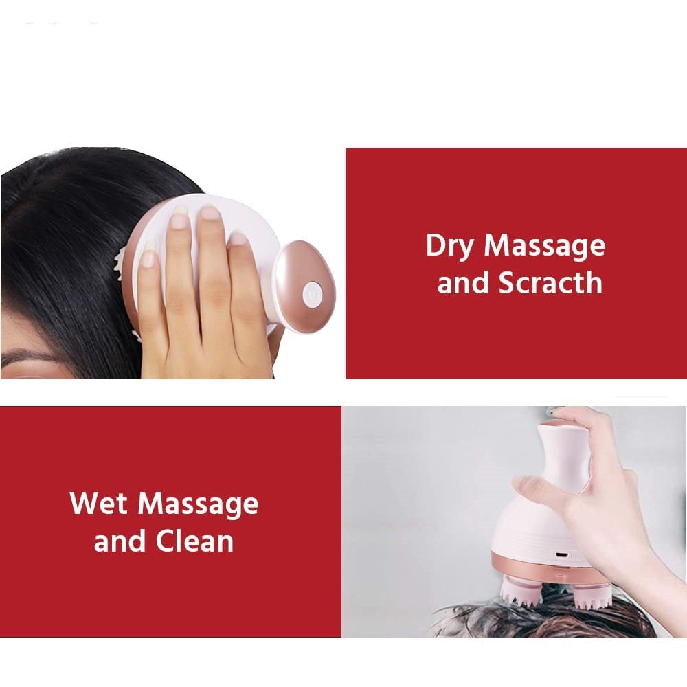Rechargeable Head, Scalp Full Body Pain Relief Massager, Electric Head Kneading Massager,4 Speed Modes,Handheld Portable Head Scratcher for Hair Growth,Deep Clean & Relaxation