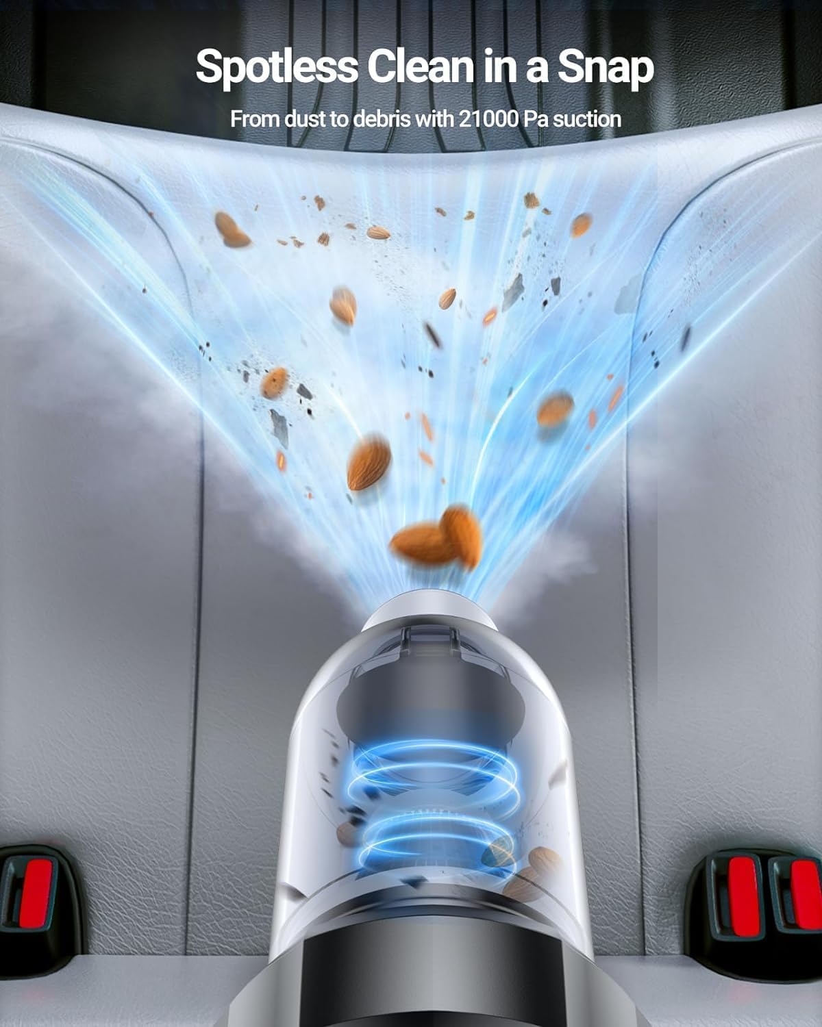 Handheld Car Vacuum Cleaner | 21000Pa High Suction | Cordless 18V/120W Mini Vacuum | Portable Cleaner for Car, Home, Office, Pet Hair | Long Battery Life