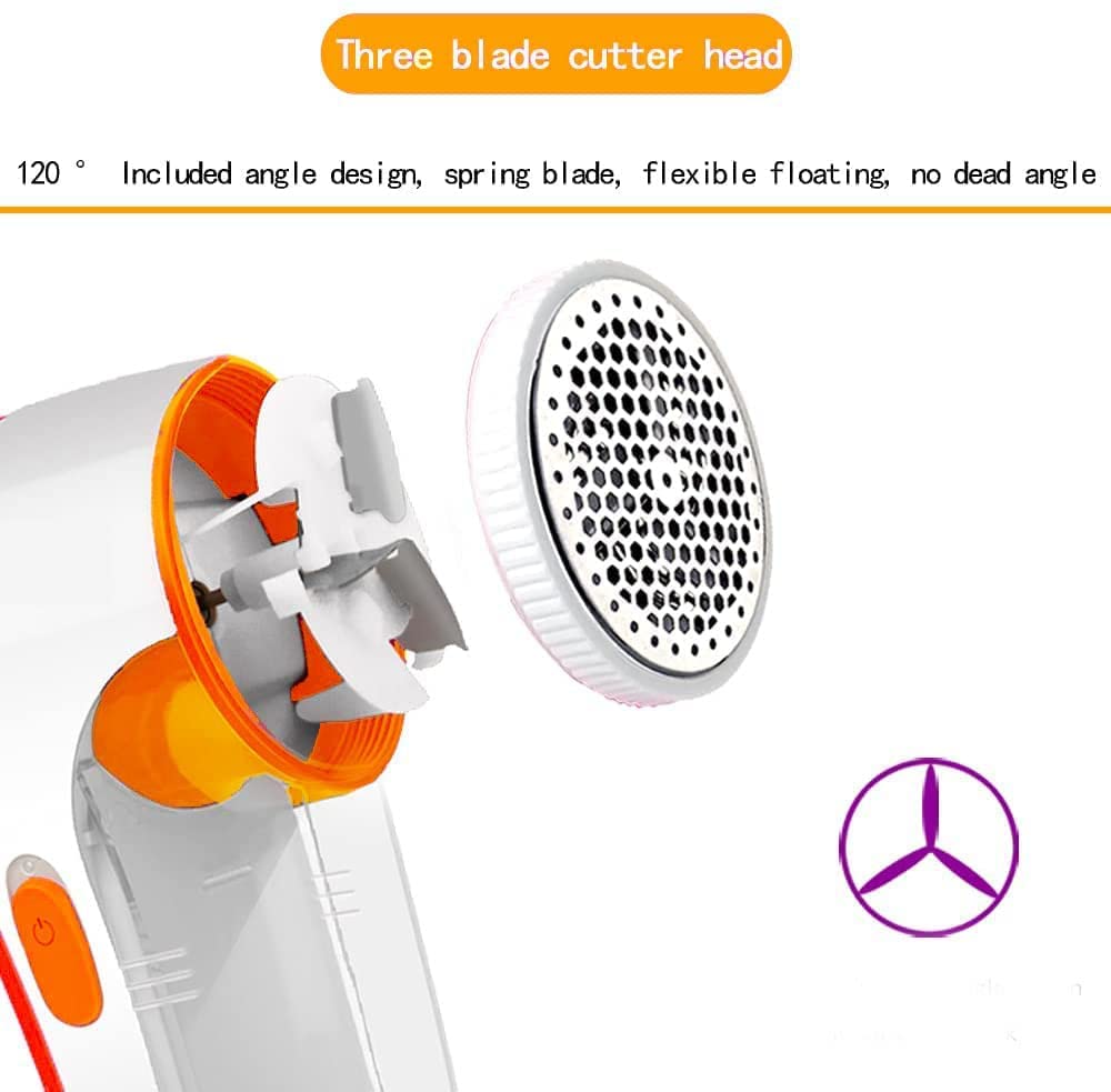 Plastic Nova Electric Lint Remover | With 3 Leaf Blade, 9500 RPM Turbo Motor, Honeycomb Mesh, Safety Cover, Lint Remover For Clothes White And Orange