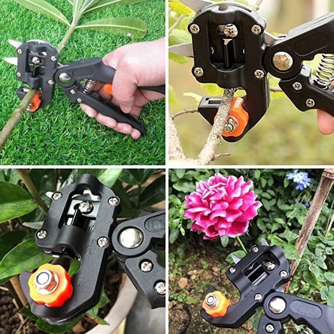 Garden Grafting Tool Set, 2-in-1 Professional Pruning Scissor Shears Cutting Tool with 2 Replacement Blades for Plant Branch, Vine & Fruit Trees, Sharp Durable Gardening Tool