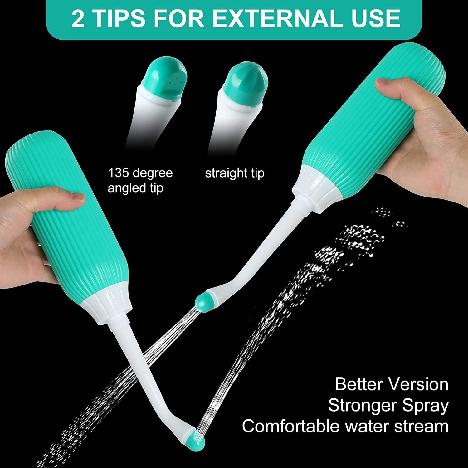 Handheld Portable Bidet Spray Bottle for Toilet Retractable Bidet Angled Nozzle Jet Spray for Personal Hygiene Care with 2 Nozzles and Travel Pouch Bag