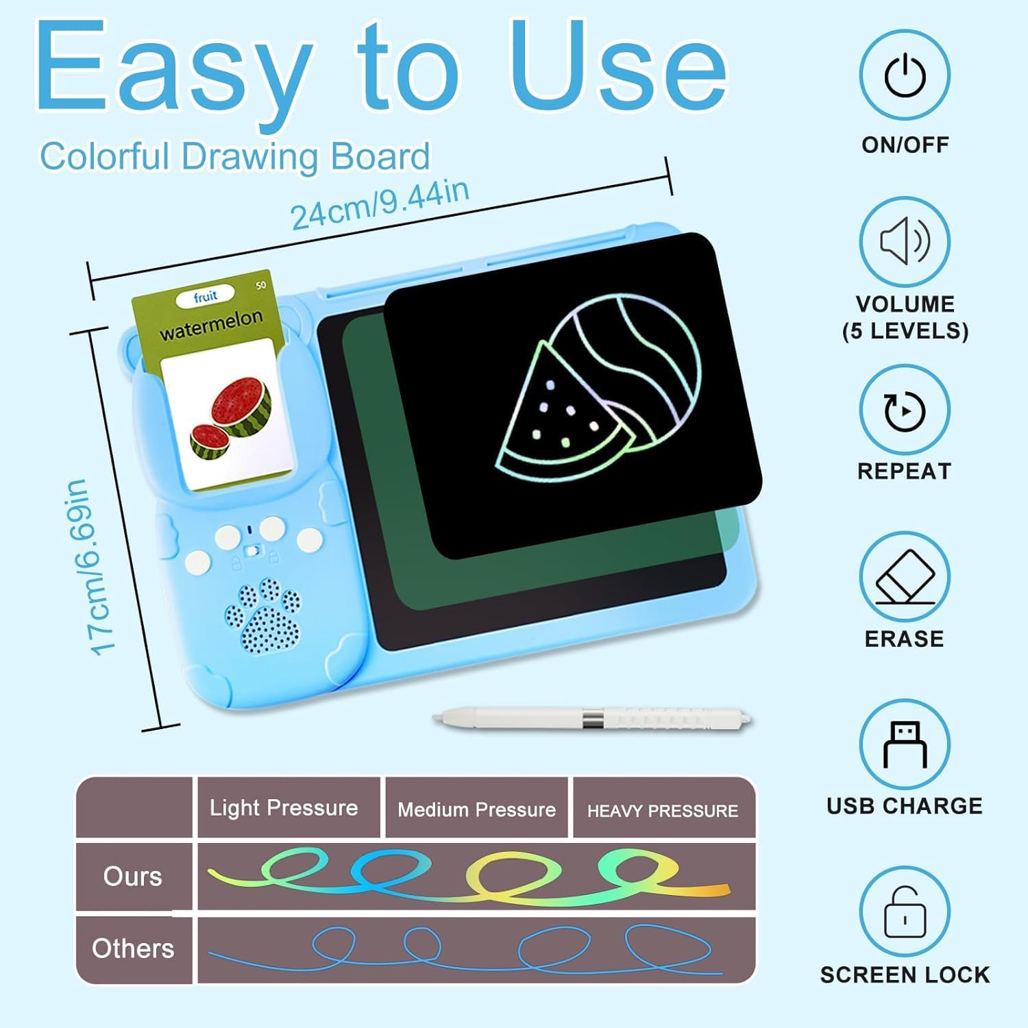 Talking Flash Cards with LCD Writing Tablet 2 in 1, Montessori Speech Therapy Autism Sensory Toys for 3-14 Year Olds Boys and Girls 112 Double-Sided Talking Flash Cards