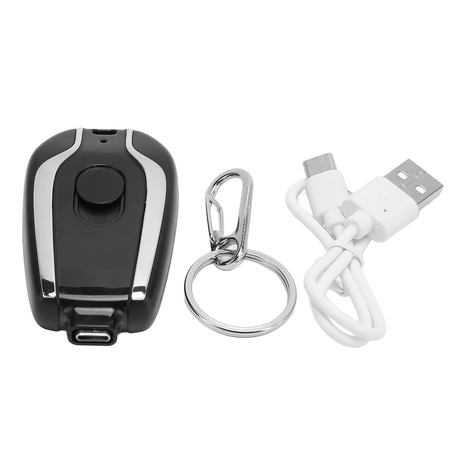 Power Banks - Mini Emergency Power Bank USB C Interface Multi Protection 5V 1A Keychain Portable Charger Portable for Andriod for Travel Black