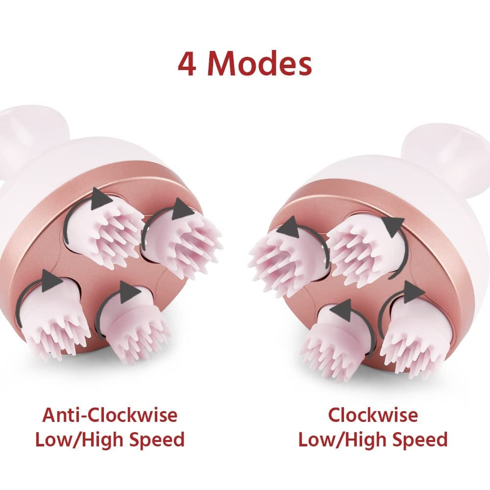 Rechargeable Head, Scalp Full Body Pain Relief Massager, Electric Head Kneading Massager,4 Speed Modes,Handheld Portable Head Scratcher for Hair Growth,Deep Clean & Relaxation