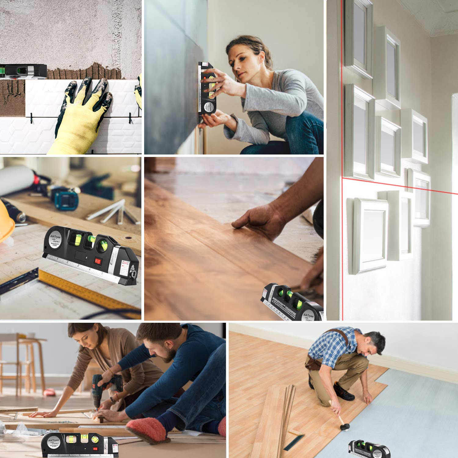 Multipurpose ABS Laser Level Line Tool Kit | Standard Cross | leveler Beam with Metric Rulers 8ft/2.5M for Picture Hanging cabinets Tile Walls