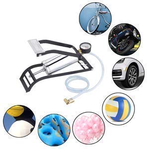 Air Pump Heavy Steel Body Foot Pump Inflator for Car and Bike Tires, Football, Cycle, Pools, Sports - Compact Heavy Duty Pump