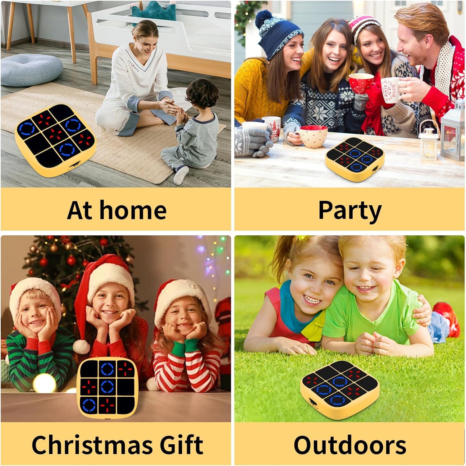 Tic Tac Toe Bolt Game, 4-in-1 Handheld Portable Electronic Toy Rechargeable, Educational Board Games Puzzle for Kids and Adults, Perfect for Travel, Road Trips, and Birthday Gifts - Fun Memory Game