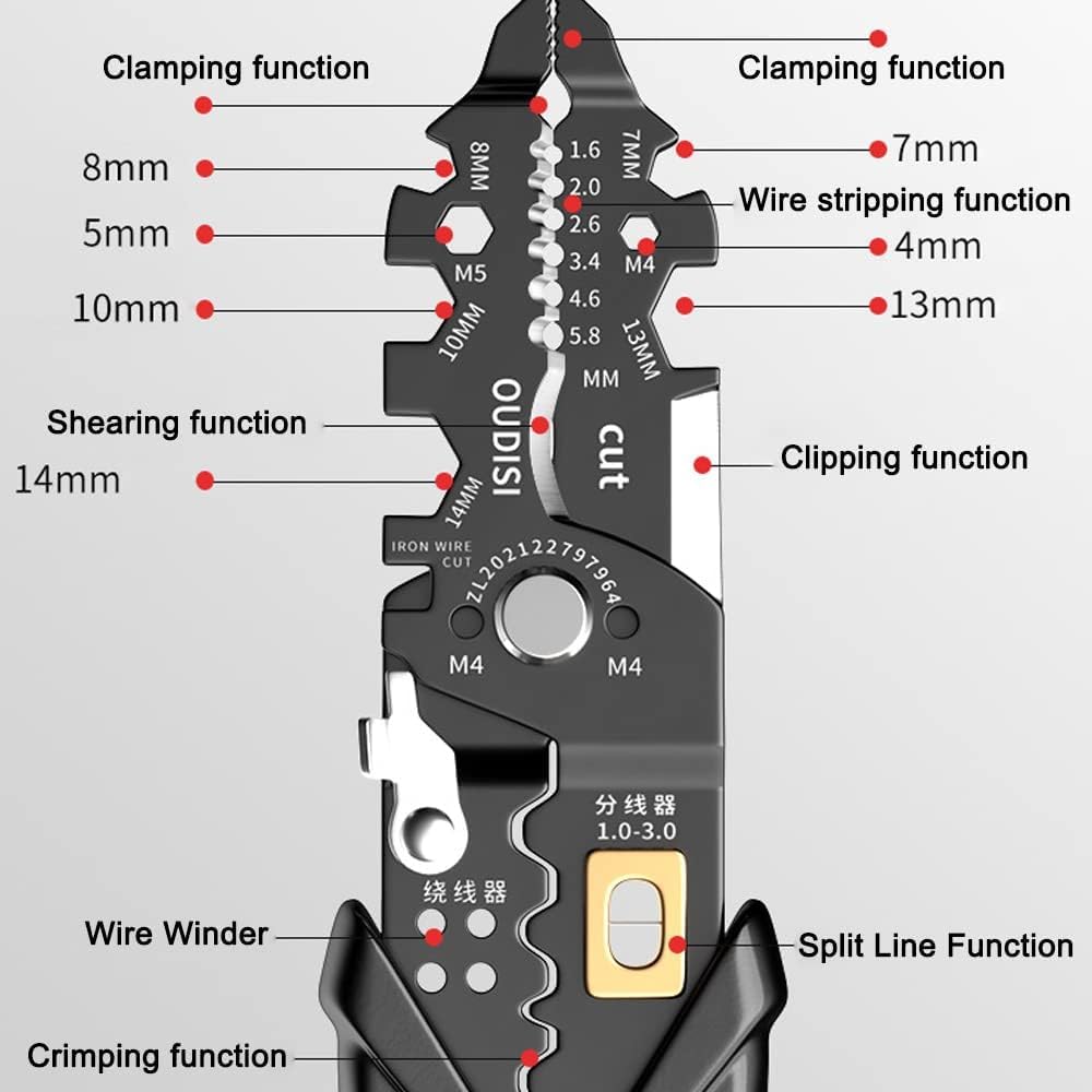 All in 1 Multifunction Stainless Steel Wire Stripper/Wire Crimping Tool, Wire Cutter, Wire Crimper, Cable Stripper, Wiring Tools and Multi-Function Hand Tool (25 IN 1)