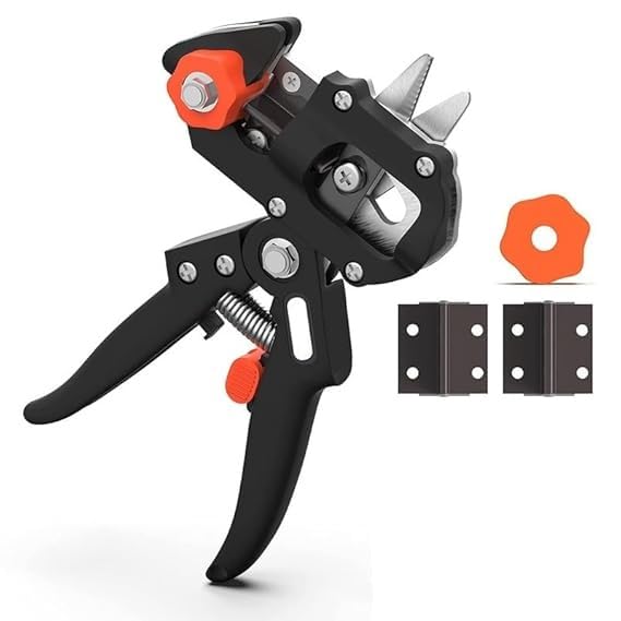 Garden Grafting Tool Set, 2-in-1 Professional Pruning Scissor Shears Cutting Tool with 2 Replacement Blades for Plant Branch, Vine & Fruit Trees, Sharp Durable Gardening Tool