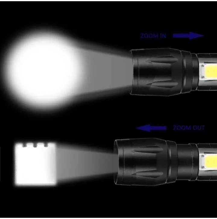 High Quality LED Flashlight With COB Light Mini Waterproof Portable LED COB Flashlight USB Rechargeable 3 Modes Pen Clip Light Flashlight With Hanging Rope Small Size Black Colored