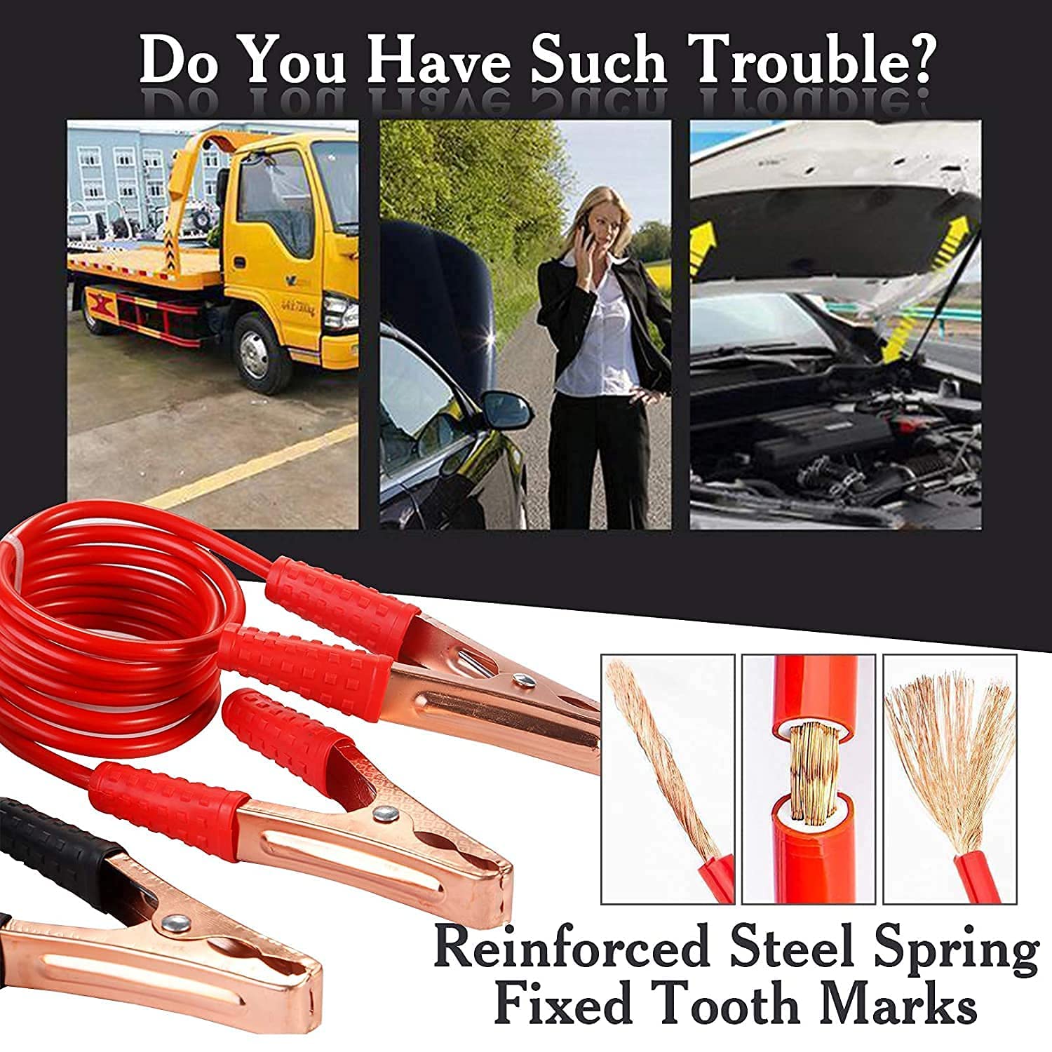 Premium 500 AMP Car Heavy Duty Jumper Cables | 6 Feet Alligator Clip Battery Cable for Emergency Car | Truck | Off-Road Jump Start | Durable Auto Battery Clamp for Dead Battery Recovery Brand: Prishva