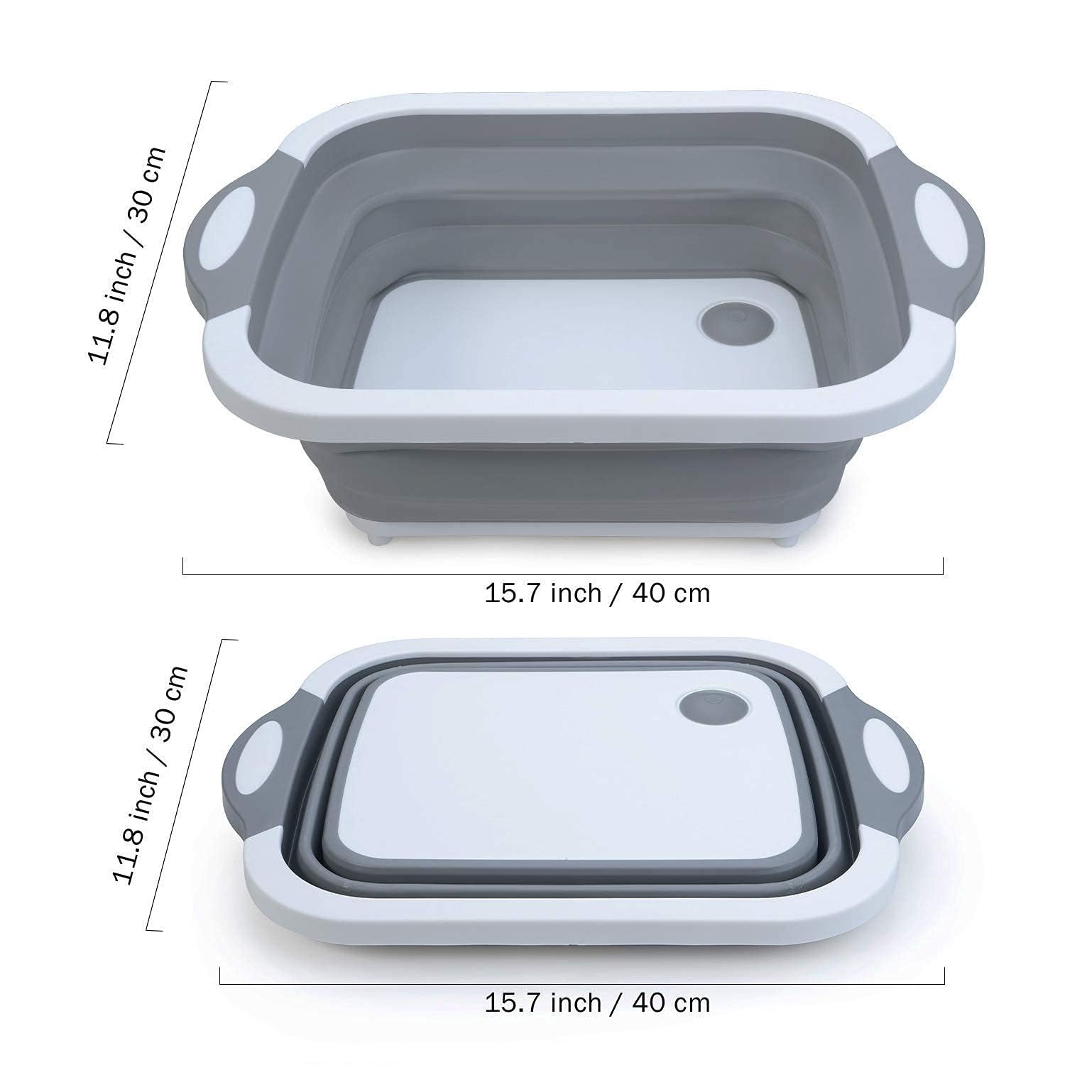 4-in-1 Multipurpose Cutting Board with Washing Bowl – Foldable, Collapsible Dish Tub, Silicone-Based Chopping Board, Fruit & Vegetable Basket for Kitchen, Travel & Outdoor Use